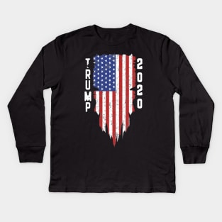 Trump 2020 American Flag Vintage Kids Long Sleeve T-Shirt